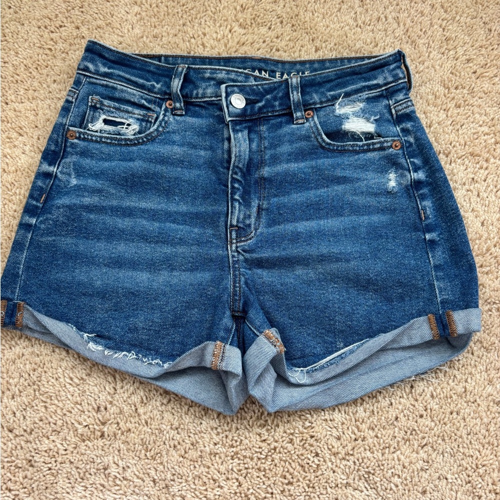 American Eagle Blue Jean Shorts Distressed Cuffed